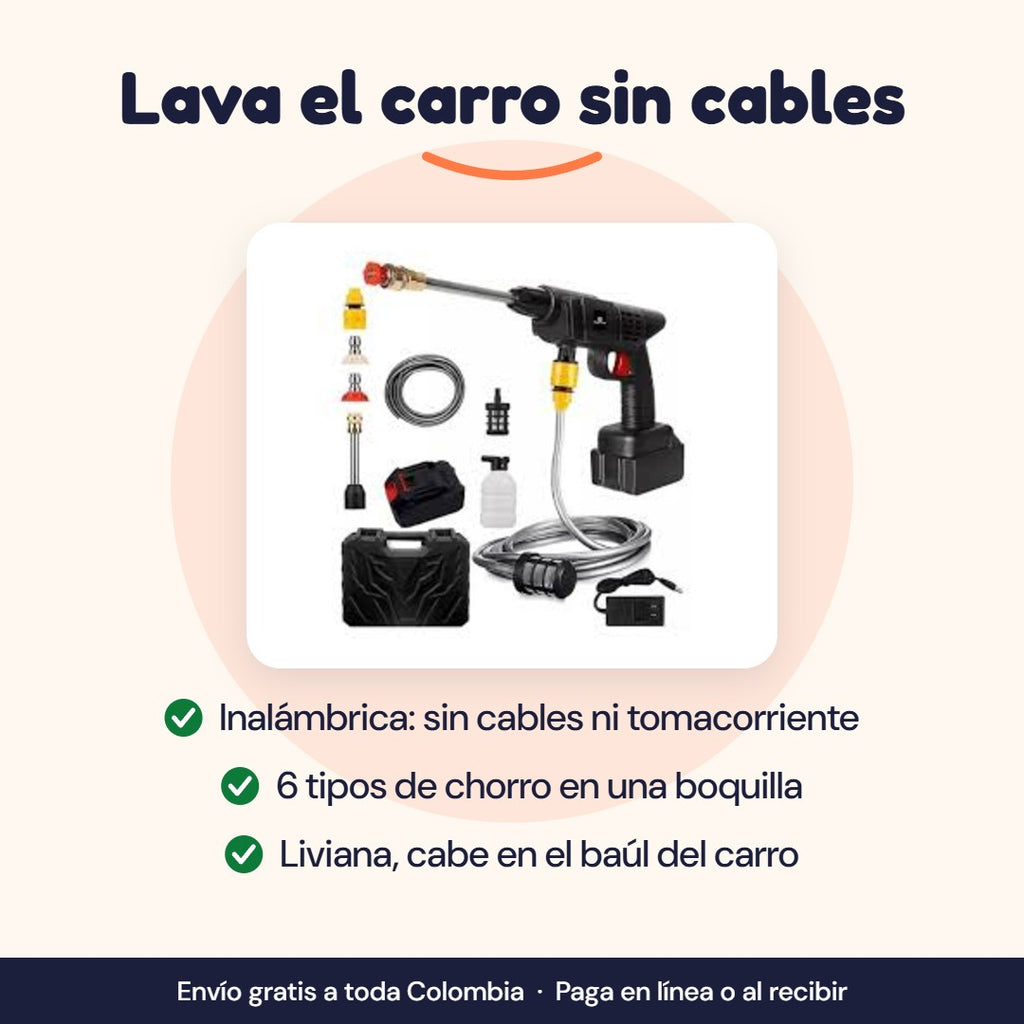 Hidrolavadora inalámbrica de 6 chorros, liviana y sin cables